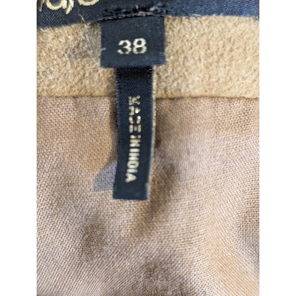 NEW Maje Tan Leather‎ Suede Skirt w/ Crochet Lace Trim Accents Pockets Size 8/38 - Picture 9 of 11